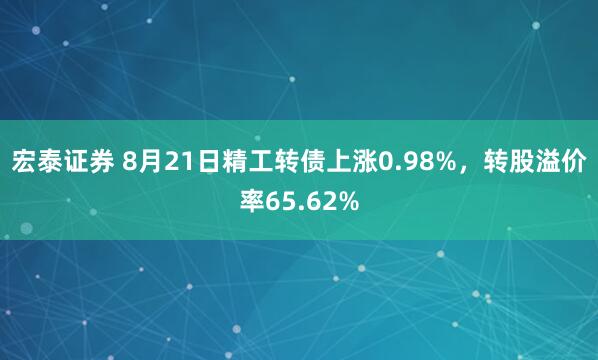 宏泰证券 8月21日精工转债上涨0.98%，转股溢价率65.62%