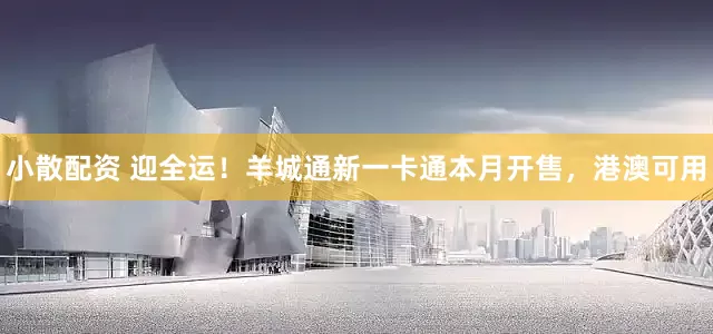 小散配资 迎全运！羊城通新一卡通本月开售，港澳可用